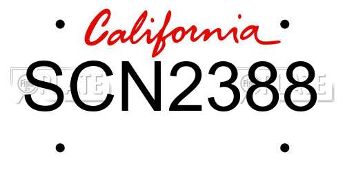 SCN2388 California License Plate