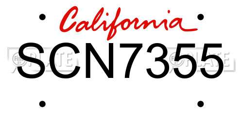 SCN7355 California License Plate