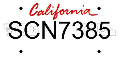 SCN7385 California License Plate