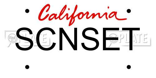 SCNSET California License Plate