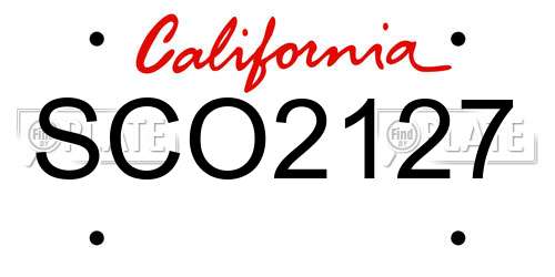 SCO2127 California License Plate
