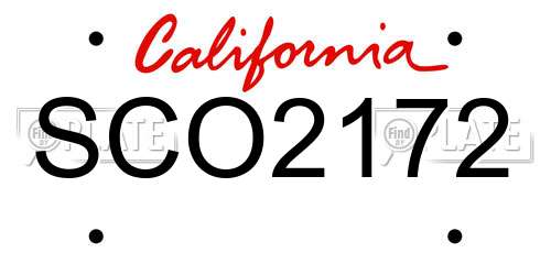 SCO2172 California License Plate