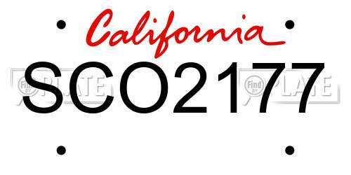 SCO2177 California License Plate