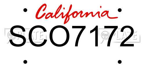 SCO7172 California License Plate