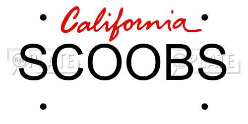 SCOOBS California License Plate