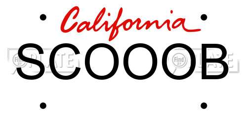 SCOOOB California License Plate