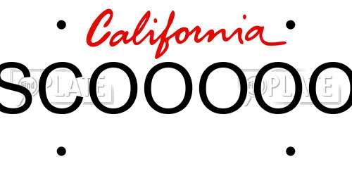 SCOOOOO California License Plate