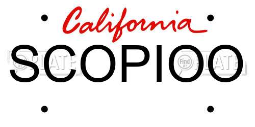 SCOPIOO California License Plate