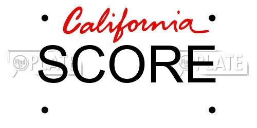 SCORE California License Plate