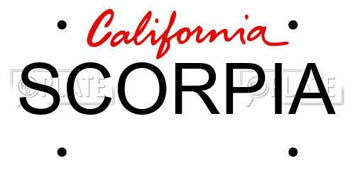 SCORPIA California License Plate