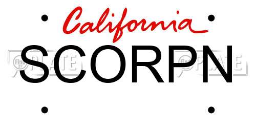 SCORPN California License Plate