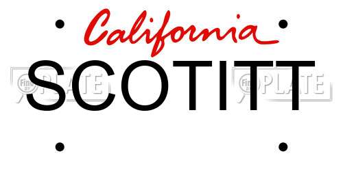 SCOTITT California License Plate