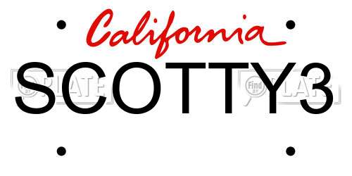 SCOTTY3 California License Plate