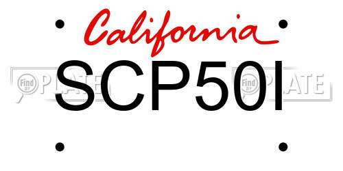 SCP50I California License Plate