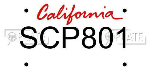 SCP801 California License Plate