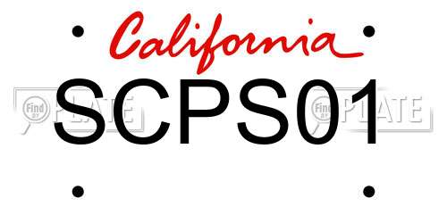 SCPS01 California License Plate