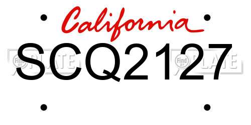 SCQ2127 California License Plate