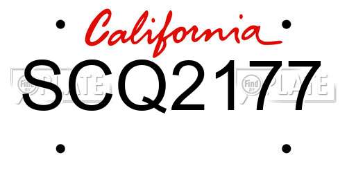 SCQ2177 California License Plate