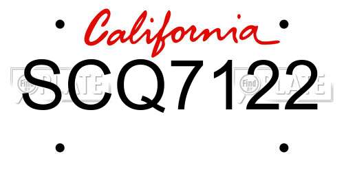 SCQ7122 California License Plate