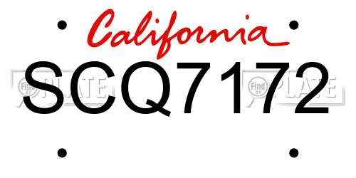 SCQ7172 California License Plate
