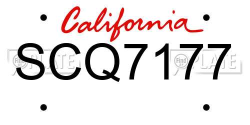 SCQ7177 California License Plate
