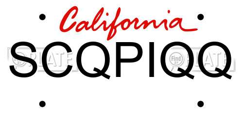 SCQPIQQ California License Plate