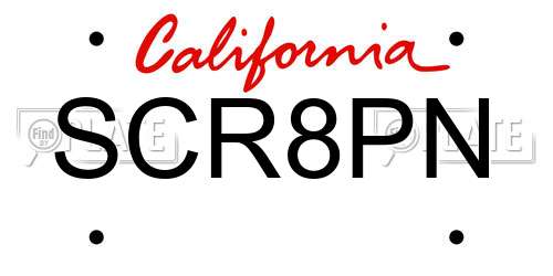 SCR8PN California License Plate