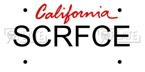 SCRFCE California License Plate