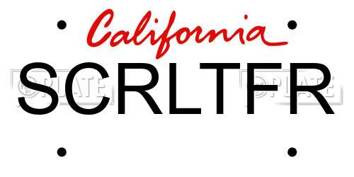 SCRLTFR California License Plate