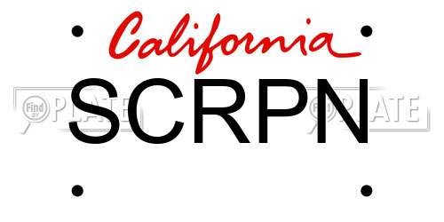 SCRPN California License Plate