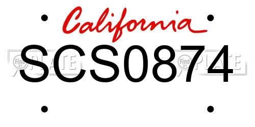 SCS0874 California License Plate