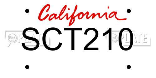 SCT210 California License Plate