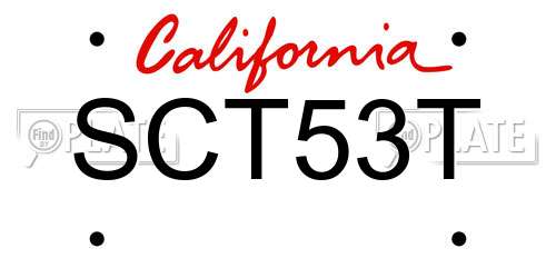 SCT53T California License Plate