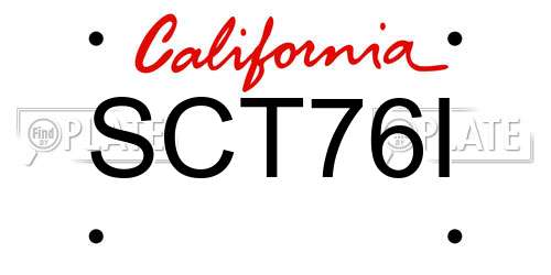 SCT76I California License Plate