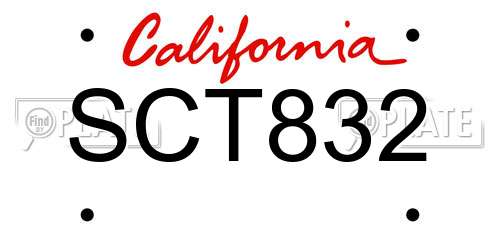 SCT832 California License Plate