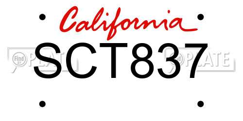 SCT837 California License Plate