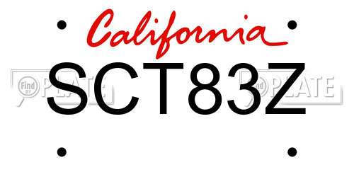 SCT83Z California License Plate