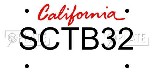 SCTB32 California License Plate