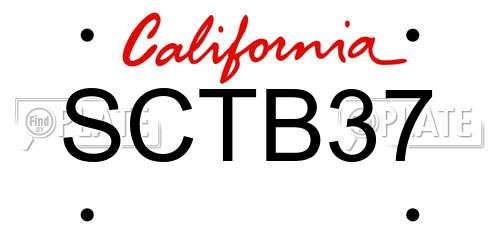 SCTB37 California License Plate
