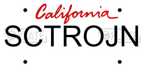 SCTROJN California License Plate