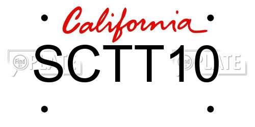 SCTT10 California License Plate