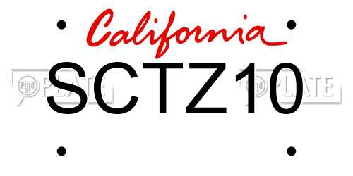 SCTZ10 California License Plate