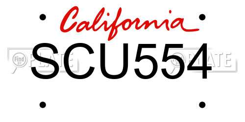 SCU554 California License Plate