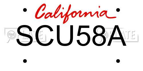 SCU58A California License Plate