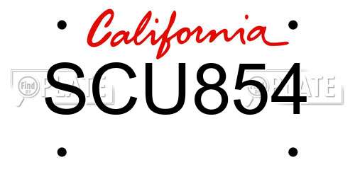 SCU854 California License Plate