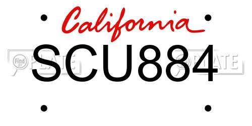 SCU884 California License Plate