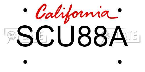 SCU88A California License Plate