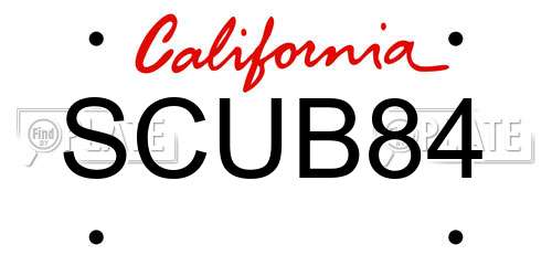 SCUB84 California License Plate