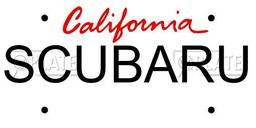 SCUBARU California License Plate