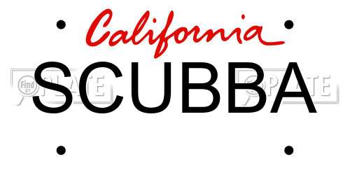 SCUBBA California License Plate